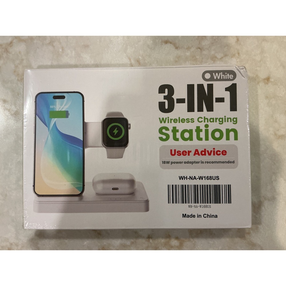 3-in-1 Wireless Charging Station White For iPhone Apple Watch‎ AirPods